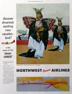 an advertisement for southwest airlines featuring two men in traditional costumes