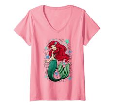 PRICES MAY VARY. Officially Licensed Disney Little Mermaid Apparel 16PRIN10205A-001 Lightweight, Classic fit, Double-needle sleeve and bottom hem Disney The Little Mermaid, Mermaid Outfit, Ariel The Little Mermaid, Disney Tshirts, Little Mermaid, Music Notes, Woman Colour, Tee Shop, The Little Mermaid