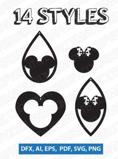 mickey mouse ears and hearts cut files for silhouettes, cricut or other cutting machines