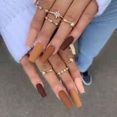 Unghie Sfumate, Brown Nails Design, Fall Gel Nails, Simple Acrylic Nails, Fall Acrylic Nails, Thanksgiving Nails, Nail Swag, Brown Nails