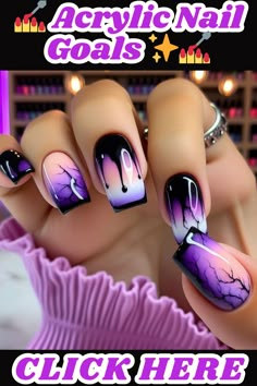 Get inspired by the latest and most gorgeous acrylic nail designs for women! Discover trending shapes, colors, and styles to elevate your manicure game. nailart,nails,naildesigns,nailinspo,manicure,beauty,fashion,style,gelnails ,acrylic nails,nailartdesigns,geometricnails,floralnails,frenchmanicure,ombrénails ,marblenails,summer nails,winternails,holidaynails,weddingnails,valentinesnails ,rednails,pinknails,bluenails,nudenails,blacknails,springnails Halloween Nail Gel Designs, Purple Square Nails Design, Square Nails Ideas Winter, Mix And Match Nails Design, Acyrilics Nails Ideas, Scorpion Nails, Orange And Purple Nails, Purple Square Nails, Trending Acrylic Nail Designs