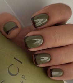 Olive Nails, Gucci Nails, Square Nail Designs, Her Nails, Pretty Nail Art Designs