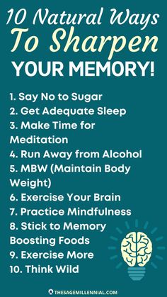 How to improve your memory? 10 Tips to improve your memory. Ready to sharpen and train your memory to boost your brainpower with powerful memory enhancement techniques? #memory #imporveyourmemory Memory Boosting Foods, Brain Hacks, Brain And Memory, Blood Sugar Diet