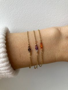 Dainty Gemstone Bracelet. Birthstone Bracelet. Gold, Silver, Rose Gold Chain. Ruby, Black Tourmaline, Amethyst, Aquamarine 26 Options - Etsy Cyprus Everyday Amber Jewelry Birthstone, Everyday Amber Birthstone Jewelry, Dainty Faceted Beaded Bracelets For Everyday Wear, Minimalist Amber Birthstone Jewelry, Dainty Faceted Everyday Bracelets, Dainty Faceted Bracelet For Everyday, Dainty Gemstone 14k Gold Filled Bracelets, Dainty Amethyst Jewelry With Adjustable Chain, Dainty Everyday Faceted Bracelets