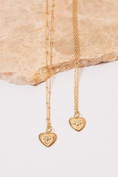 Gold Heart Charm Layering Necklace Crystal Chain, Necklace Box, Gold Necklace Layered, Simple Necklace, Jewelry Pouch, Spring Rings, Gift Giving, Gold Plating, Heart Charm