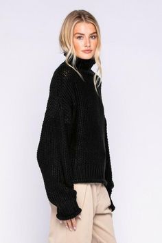 Final Sale - Get it before it's gone! Our cozy favorite for crisp is the Yata Black Funnel Neck Knit Sweater! This must-have pullover sweater is cozy, comfy and cute with its knit composition, cable knit funnel neck, long sleeves (with ribbed cuffs), and a relaxed bodice. DETAILS & CARE Acrylic. Hand wash cold. Imported. Black Chunky Knit Sweater, Oversized Turtleneck Sweater, Boho Pink, Funnel Neck Sweater, Oversized Turtleneck, Shipping Orders, Chunky Knits Sweater, Chunky Sweater, Black Sweater