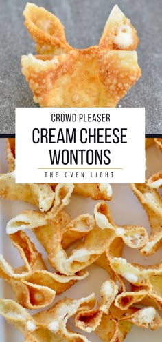 a white plate topped with cheesy wontons