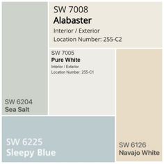 several shades of gray and white with the names of each color scheme in it, including two