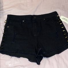 Forever 21 High Rise Black Shorts In Size 28 Sexy Shorts To Wear During Summer They Have Nails On The Side Of Them. Brand New With Tags Attached Make Me An Offer. Edgy Stretch Jean Shorts, Edgy Fitted Jean Shorts For Night Out, Edgy Fitted Cutoff Shorts, Edgy High Waist Stretch Shorts, Edgy High-waist Stretch Shorts, Edgy Shorts For Night Out, Punk Style Shorts For Night Out, Edgy High-waisted Shorts For Night Out, Edgy Stretch Short Bottoms