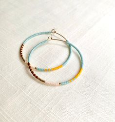 Adjustable Hoop Beaded Earrings With Colorful Beads, Everyday Beaded Hoop Earrings, Everyday Colorful Bead Hoop Earrings, Everyday Colorful Beads Hoop Earrings, Small Hoop Beaded Earrings For Everyday, Everyday Small Hoop Beaded Earrings With Colorful Beads, Everyday Colorful Beaded Small Hoop Earrings, Everyday Round Beaded Earrings, Summer Jewlery