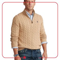 in stock Tall Sweater, Camel Sweaters, Quarter Zip Sweater, Sweaters Online, Mens Big And Tall, Big & Tall, Knit Cotton, Polo Ralph Lauren Mens, Cable Knit