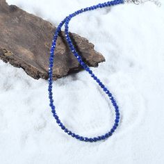 Lapis Lazuli  Necklace Shape- Round Faceted  Size- 3 mm Metal- Sterling Silver 925 Length- 47 cm  Bracelet Length -20CM Weight- 30ct. AAA Quality Lapis Beaded Necklace ,Natural Lapis Necklace,Lapis Gemstone Necklace,Blue Gemstone Necklace,Round Faceted Lapis jewelry gift All of my jewelry is designed and handcrafted by me. I love to experiment with many different designs and although I may make similar designs more than once, each piece of jewelry is truly one of a kind due to variations between gemstones and within my own craft work. The lobster claw & extension chain is crafted in 925 sterling silver. The length of the necklace is adjustable 42-45cm from clasp to closure.Give the gift of love this mothers day Enjoy the sale on all the products at Treatment : 100% Natural Don't Forgot to Lapis Lazuli Gemstone Beads Crystal Necklace, Lapis Lazuli Crystal Necklace With Gemstone Beads, Faceted Sapphire Beaded Necklace Gift, Sapphire Faceted Beaded Necklace For Gift, Lapis Lazuli Necklace With Faceted Beads, Round Lapis Lazuli Necklace With Faceted Beads, Sapphire Necklaces With Faceted Round Beads, Blue Gemstone Necklace, Lapis Jewelry