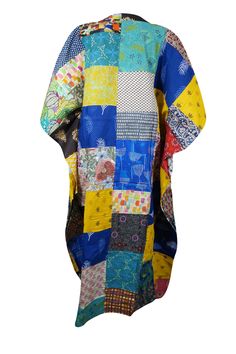 Patchwork Maxi Kaftan" or "Kimono Caftan Dress" for women. This kind of dress is typically made of cotton fabric and comes in fits L-3X. This Hippie Patchwork Kaftan is sure to add a touch of fun to any wardrobe. Crafted from a lightweight cotton blend, this lovely kaftan is perfect for a day at the beach or a night out in town. With an adjustable fit and eye catching patchwork design, it offers the ultimate in fashion and comfort. This Patchwork Cotton Kaftan Dress is a perfect addition to your Beach Kaftan Dress, Cotton Kaftan Dress, Summer Cruise, Maxi Kaftan, Cotton Kaftan, Cotton Kimono, Womens Kimono, Caftan Dress, Kaftan Dress