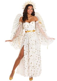 a woman dressed in an angel costume