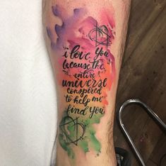 a watercolor tattoo with the quote i love you because the wind is unplugged to help me find you