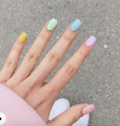 Cute Nail Colors, Multicolored Nails, Pastel Nails Designs, Summer Gel Nails, Spring Acrylic Nails, Heart Nail, Cute Spring Nails, Nails Aesthetic, Purple Nail