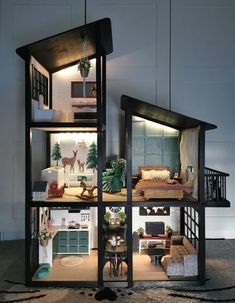 Barbie Doll house hand made Small Basement Ideas, Acnh Basement, Cave Basement, Modern Dollhouse Furniture