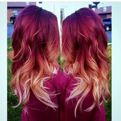 Red Blonde Ombre Hair, Red And Blonde, Red Ombre Hair, Ombre Hair Blonde, Red To Blonde, Ombré Hair, The Reflection, Ombre Hair Color, Hair Color And Cut