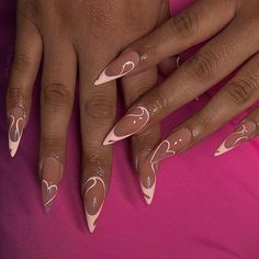 Baddie Almond Nails Fall, Long Almond Shaped Nails Designs, Simple Valentines Day Nails Almond, Tapered Almond Nails, Birthday Nail Designs Almond, Long Oval Nails Design, Soft Stiletto Nails, Pink Nail Inspo Almond