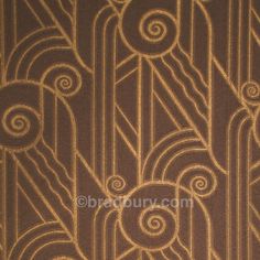 an art deco wallpaper pattern in brown and gold colors with swirls on it