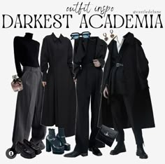 Edgy Work Outfits, Darkest Academia, Corp Goth, Gothic Academia, Academia Aesthetic Outfit, Dark Academia Outfit, Dark Academia Outfits, Dark Academia Style, Corporate Goth