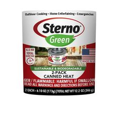 a can of green canned food on a white background