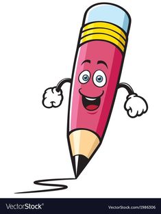 a cartoon pencil with arms and legs