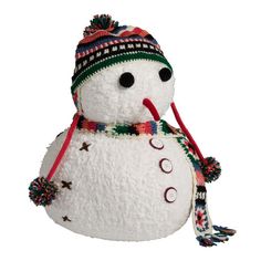 a snowman with a hat and scarf on