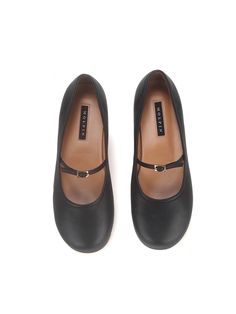 Editor's NotesMOL:pin presents sophisticated footwear that gives off a stylish mood.- Cute round shaped toe line- Buckle strap on the instep- Banding detail added to the strap- Soft and durable sheep leather usedMeasurements(in.)- Size: KR 225MM - KR 255MM (US 5.5 - 8.5)- Heel Height: 0.39 in.Composition & Care- Upper: Sheep Leather, Lining: Pig Skin- Natural leather may have fine scratches and wrinkles- Bright leather can get stained by denim or dark outfits- Pen and bond marks may occur du Leather Mary Janes With Heel Strap And Flat Heel, Closed Toe Mary Janes With Rubber Sole For Office, Flat Heel Mary Janes With Rubber Sole For Work, Medium Width Ankle Strap Heels With Rubber Sole, Black Leather Sole Mary Janes For Office, Black Mary Janes With Leather Sole For Office, Formal Low Heel Mary Janes With Rubber Sole, Formal Mary Janes With Rubber Sole And Flat Heel, Formal Mary Janes With Rubber Sole And Low Heel