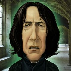 a digital painting of a man with long hair and black clothes, staring at the camera