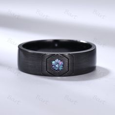 5.6mm Wide Black Gold Mens 3mm Hexagon Cut Alexandrite Wedding Band Alexandrite Men's Engagement Ring Brushed Finished Stacking Band His Wedding band ◆ Product Specifications Metal:S925 Sterling Silver;10K,14K;18K Average width: 5.6mm ( can be custom) Gemstone:3mm hexagon cut lab alexandrite Average thickness:1.38mm *Noted: if you choose ring size over #10, it need to take some extra fee  ($10 to $100) depends on your size, please contact us before ordering Other same Birthstone band: Jan Garnet Mans Engagement Ring, Black And Gold Ring Men, Engagement Rings For Men For Him, His Wedding Band, Alexandrite Wedding Band, Men Wedding Band, Birthstone Band, Metal Smithing, Mens Gold Rings