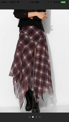 Reworked Skirt, Fall Shopping List, Plaid Midi Skirt, Winter Styles, Handkerchief Hem, Chiffon Skirt, Plaid Skirt, Plaid Skirts