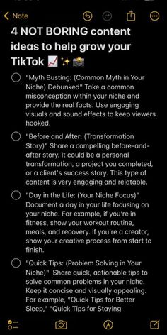 a text message that reads, not boring content ideas to help grow your tiktok
