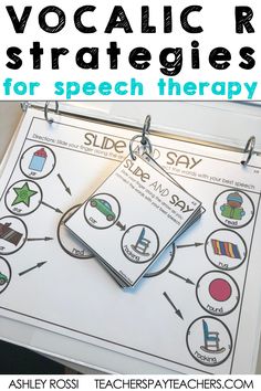 a poster with words and pictures on it to describe the different types of speech therapy