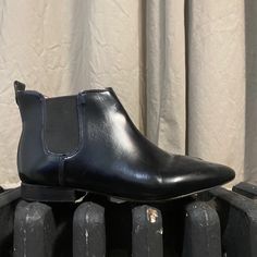 Handsome Black Ankle Boots From Madewell. Lightly Worn With Slight Scuffing In Right Front Toe. 3/4” Heel, Thick Leather And Shiny Surface. Two Hard Elastic Black Inserts In The Inside And Outside Of Each Shoe Makes Getting Them On And Off Easy. Classic. Beautiful. Fierce. Black Closed Toe Chelsea Boots For Formal Occasions, Black Ankle-high Chelsea Boots For Party, Black Ankle-high Chelsea Boots For Formal Occasions, Elegant Ankle-high Black Chelsea Boots, Black Chelsea Boots With Leather Sole And Low Heel, Black Ankle-high Chelsea Boots For Office, Black Ankle-high Chelsea Boots For Work, Black Chelsea Boots With Low Heel For Formal Occasions, Black Low Heel Chelsea Boots For Formal Wear