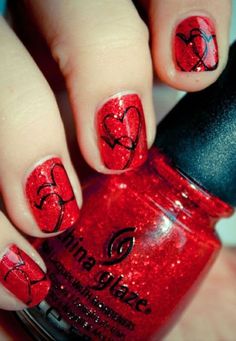 This picture is the one I'm going to try for Valentine's Day. Click this picture and it should take you to 36 Valentine designs. :) Cream Nail, 2019 Nails, Nail Cream, Red Nail Art, Valentine Nail Art, Heart Nail, Heart Nail Art, Cute Nail Art Designs, Nail Designs Valentines