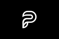 a black and white logo with the letter p in it's center, on a dark background