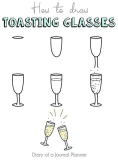 how to draw toasting glasses with the words'how to draw toasting glasses '