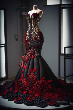 Fae Ball, Vampire Ball, Oc Things, Black And Red Dress, Goth Vibes, Spring Fashions, Dresses Quince, Clothes Making, Scorpio Sign