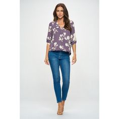 The Alexa Surplice Rolltab blouse is a closet staple and favorite item at West K! This three quarter sleeve woven blouse is the perfect everyday top - it has a faux wrap in the front creating a flattering v-neckline and tabs at the sleeve to add an elevated touch. Material - 100% Polyester. Machine washable. Eyelet Blouse, Lavender Floral, Hem Style, Shop Blouses, Short Sleeve Blouse, Three Quarter Sleeves, Quarter Sleeve, V Neck Tops, Three Quarter