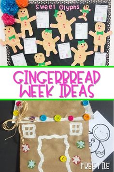 Gingerbread Week Lesson Plans for Kindergarten and first grade! Crafts, literacy and math lessons to make these lessons a classroom favorite! Lesson Plans For Kindergarten, Winter Centers, December Preschool, For Kindergarten, Gingerbread Math, First Grade Crafts, December Lessons