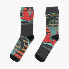 Super soft all-over printed knit socks with extra cushioning in the sole. Suitable for men and women. Paramotor Powered Paragliding Retro Vintage 80s Style Gift Casual Multicolor Graphic Print Socks, Powered Paragliding, Hiking Socks, 80s Style, Sock Gifts, Style Gift, 80s Fashion, Knit Socks, Socks For Sale