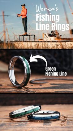 Women's Fishing Line Rings- Popular as an Anniversary Ring or Wedding Band His Wedding Band, Koa Wood Ring, Ring Engraving, His Ring