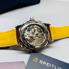 Excellent Condition. Almost Indistinguishable from New. includes All Original Boxes, Papers, Hang Tag, Bezel Protector, Digital Warranty Card from Breitling. 1 Owner Watch COSC 4606742 AB1510 Paying homage to three generations of inventors – Léon, Gaston & Willy Breitling – the Premier Duograph displays Breitling’s watchmaking expertise with its split second complication. As Willy Breitling said, the Premier is an “unmistakable stamp of impeccable taste”. This latest generation of Premier chrono Designer Leather Watches For Anniversary, Yellow Chronograph Watch For Formal Occasions, Anniversary Leather Watch Accessories With Chronometer, Luxury Yellow Watch Accessories With Round Dial, Designer Leather Watch Accessories With Chronometer, Formal Yellow Chronograph Watch, Breitling Watches Women, Formal Yellow Automatic Watch, Luxury Yellow Watch With Tachymeter