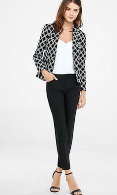 Windowpane Jacket and Columnist Ankle Pant Suit from EXPRESS High Waisted Dress, High Waisted Dress Pants, Double Weave, Business Suits, Women's Suits, Fashion For Women Over 40, Professional Wardrobe, Pantsuits For Women, Business Style