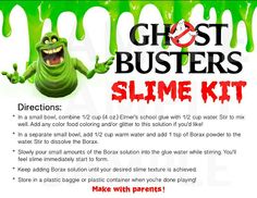 an advertisement for ghost busters slime kit with the text, instructions and pictures