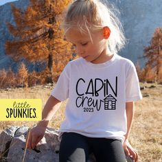 Cabin Crew Shirt for Kids, Custom Year Family Trip T-Shirt, Matching Cousins Vacation Graphic Tee (CABIN CREW) PRODUCTION TIME Little Spunkies from the designer/owner of Spunky Pineapple Co https://www.etsy.com/shop/SpunkyPineappleCo   All baby and toddler clothes are 100% designed and printed with water based ink. All orders placed before 12:00 pm EST are shipped out same day (Monday - Friday). Orders received after noon are shipped out the next business day. ONESIE®  Please see images for size Vacation Graphic, Cabin Trip, Camp Life, Adventure Shirt, Kids Graphic Tees, Cabin Crew, Baby And Toddler, Family Trip, Camping Life