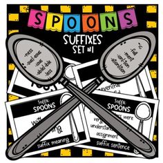 spoons are arranged on top of each other with the words spoons in them