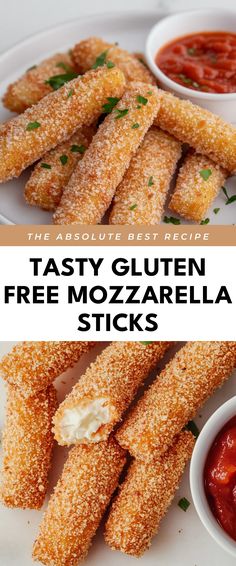 Image for Tasty Gluten Free Mozzarella Sticks Gluten Free Cheese Sticks, Gluten Free Mozzarella Sticks, Gluten Free Italian Recipes, Eoe Diet, Vegan Mozzarella Sticks, Air Fryer Recipes Gluten Free, Fresh Pasta Recipes