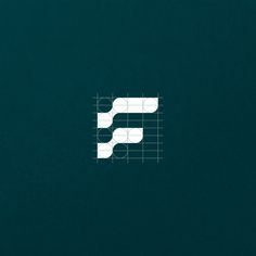 the letter f is made up of lines and dots on a dark green background with white letters